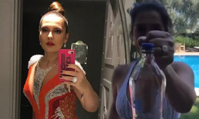 Akıma uyan Demet Akalın tektaş yüzüğüyle şişe açtı