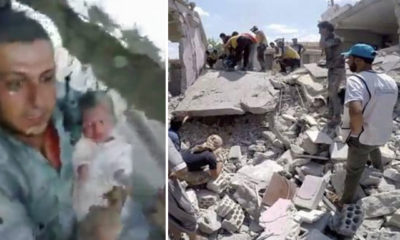 İdlib’de 2 aylık bebek bombardımanda enkaz altından sağ çıkarıldı