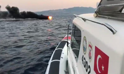 Bodrum’da tekne yandı, denize atlayan 2 kişi kurtarıldı