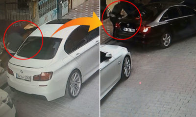 Sultangazi’de otomobilin ekranını çalan maskeli hırsızlar kamerada