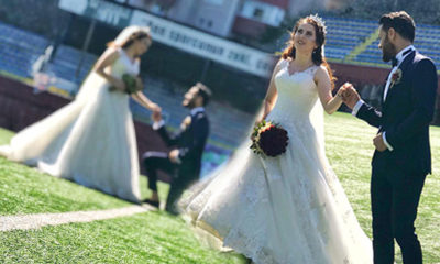Nikah masasından yeşil sahaya koştular