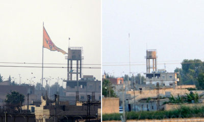 Tel Abyad’daki terör örgütü PYD’nin simgeleri indirildi