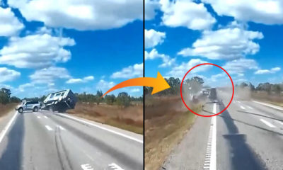 Karavan devrilince, cip de taklalar attı… O anlar kamerada