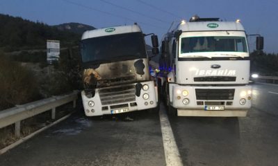 Kaza yapan tankerde çıkan yangın ormana sıçradı