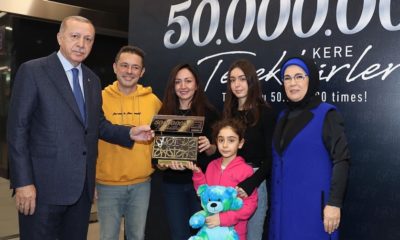 Erdoğan’dan 50 milyonuncu yolcuya plaket…