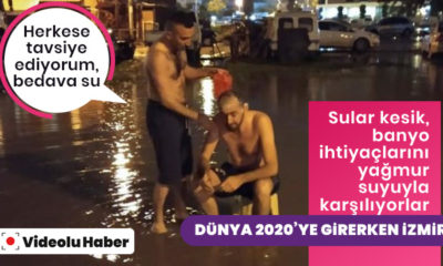 İzmir’de vatandaşlar yağmur suyu ile banyo yapıyor!. (videolu haber)