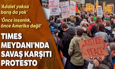 Amerikalılar Trump’ı desteklemiyor! Savaş karşıtları Times Meydanı’nda protesto başlattı!.