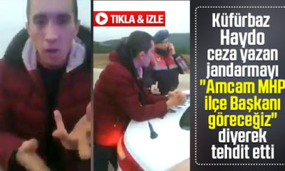 Trafik magandası şerefsiz, Jandarmayı ilçe başkanı amcası ile tehdit etti!. İğrenç küfürler havada uçuştu!.