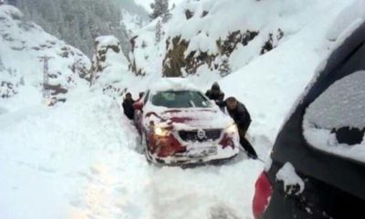 Artvin’de çığ düştü! Belediye Başkanı Eyüp Aytekin’in konvoyu yolda kaldı!.