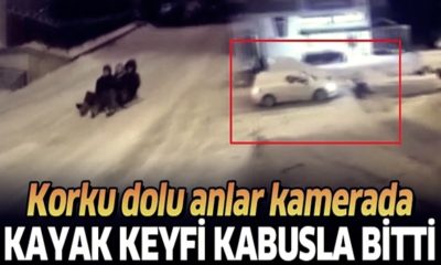 Gençlerin kayak keyfi kötü bitti!. (video haber)