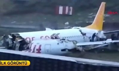 Bakan Turhan’dan pistten çıkan uçak açıklaması!. İşte faciadan ilk görüntüler!.