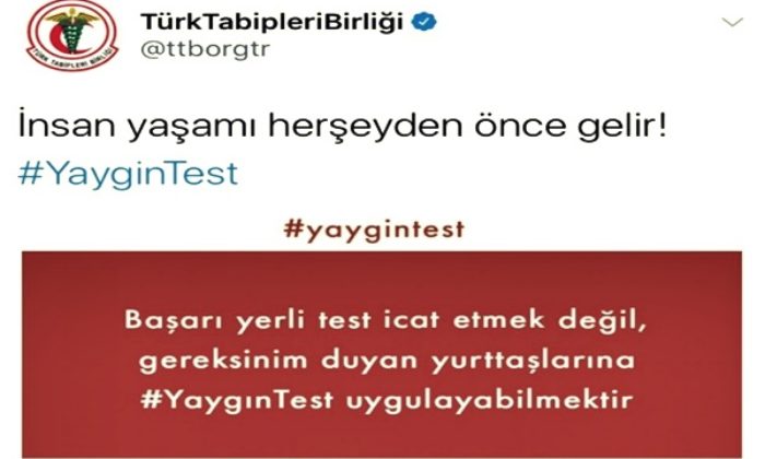Terör sevici Türk Tabipleri Birliği’nden, yerli test kitine eleştiri…