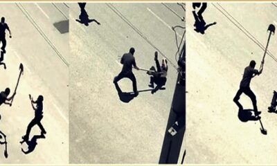 Hastaneye götürülmek istenince ambulansı taşlayıp, polise kürekle saldırdı!. (video haber)