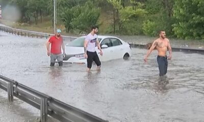 İstanbul’da yağmur sonrası yollar göle döndü!.