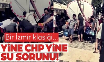 Yine CHP yine su çilesi! İzmirliler bidonlarla su kuyruğuna girdi!. (video haber)