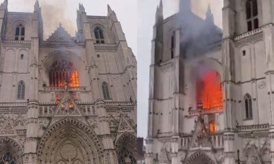 Fransa’da ki Nantes Katedrali yangınında kundaklama şüphesi.. (video haber)