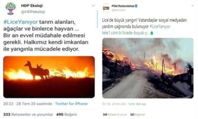 HDP ve Tele1’den ortak provokasyon! Lice’de ki yangın üzerinden farklı görüntülerle algı operasyonu…