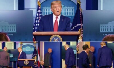 Beyaz Saray’da panik! Trump basın toplantısı sırasında güvenlik ekibi tarafından dışarı çıkarıldı!. (video haber)