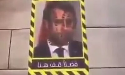 Kuveyt’te İslam düşmanı Macron’a öfke! Fotoğrafını çiğnediler!. (video haber)
