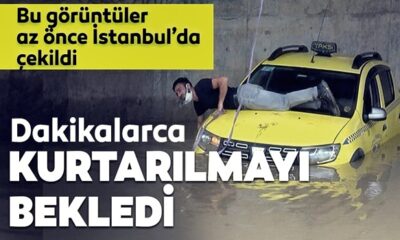 Her şey çok güzel oluyor(!) İstanbul’u sağanak vurdu, alt geçitte mahsur kalan taksici böyle kurtarılmayı bekledi!.