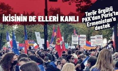 Paris’te terör örgütü PKK’nın katılımıyla işgalci Ermenistan’a destek gösterisi..