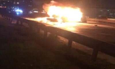 TEM’de zincirleme kaza! Otomobil alev topuna döndü!.