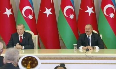 Cumhurbaşkanı Erdoğan Macron’dan bahsederken Aliyev gülmekten kendini alamadı!. (video haber)