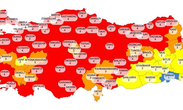 Risk haritası güncellendi! İstanbul, Ankara ve İzmir’de dahil 58 il kırmızıya döndü!.