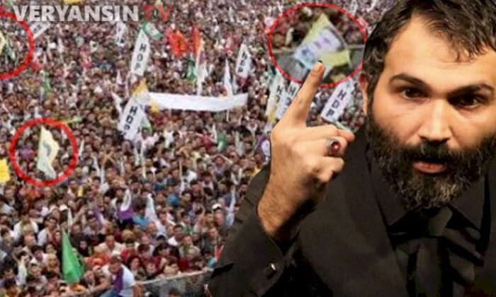 Artist çıkması Barış Atay alçaklığın dibine vurdu!. HDP’nin kapatılmasını terörist başı Apo posterli afiş ile protesto etti!.