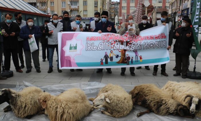 Sivas’ta İstanbul Sözleşmesi’nden çıkılmasına şükür kurbanı kestiler!.
