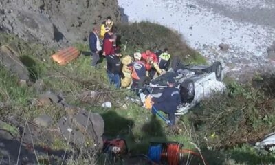 İstanbul’da feci kaza! Otomobil uçurumdan yuvarlandı!.