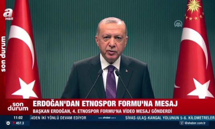 Başkan Erdoğan’dan 4.Etnospor Formu’na video mesaj.. (video haber)