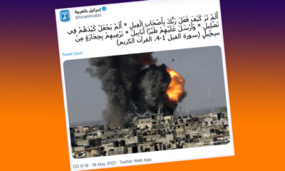 Terörist İsrail’den Kuran ayetleriyle alay eden paylaşım..