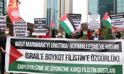 İsrail Başkonsolosluğu önünde Mavi Marmara protestosu..