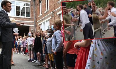 İlkokul öğrencilerinden Macron’u terleten soru! “Yediğin tokat nasıldı?.” (video haber)