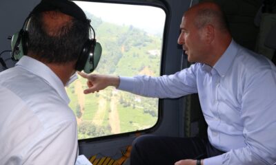 Süleyman Soylu ve Murat Kurum, sel ve heyelanın etkili olduğu alanları havadan inceledi!.