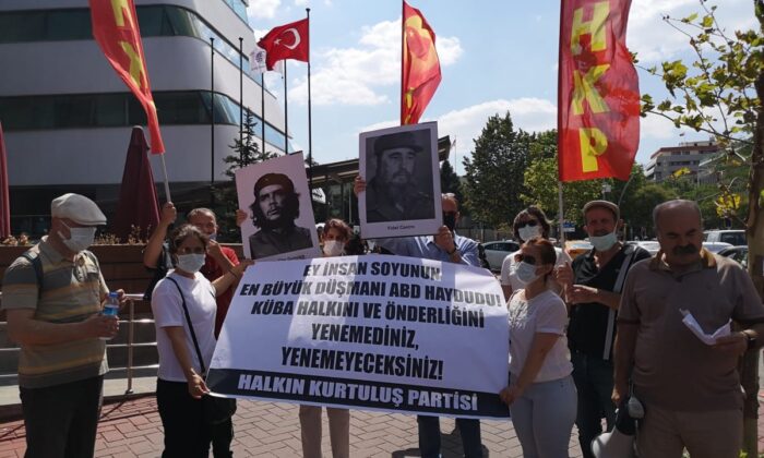 Türk solundan, ABD Büyükelçiliği önünde Küba protestosu..