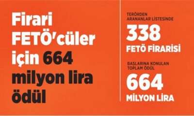 Firari FETÖ’cüler için 664 milyon lira ödül..