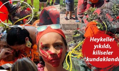 Kanada’da büyük öfke! Heykeller yıkıldı, kiliseler yakıldı!. (video haber)