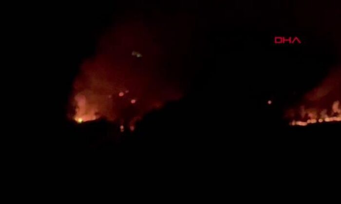 Yangınlara gece görüşlü helikopterle müdahale.. (video haber)