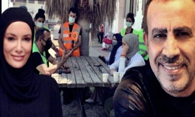 Haluk Levent ve Gamze Özçelik yangın bölgesinde..