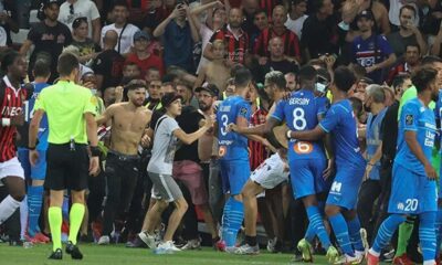 Nice-Marsilya maçında taraftar sahaya inince maç durdu!.