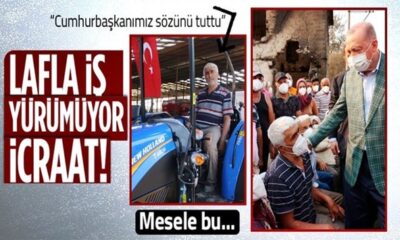 Cumhurbaşkanı Erdoğan söz vermişti, yangında zarar gören traktörlerin yerine yenileri sahiplerine teslim edildi!. (video haber)