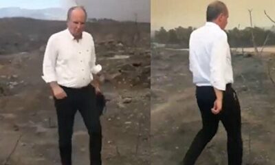 Yangın bölgesinde poz veren Muharrem İnce’ye vatandaştan cevap! “Fotoğraf çektirmekle…”