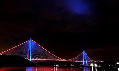 İstanbul’da köprüler mavi ve kırmızıya büründü!.