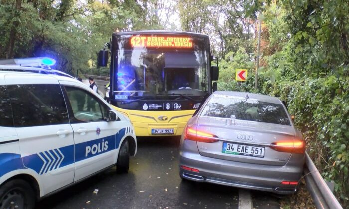 Sarıyer’de İETT otobüsü önce 2 otomobile sonra bariyerlere çarptı!.