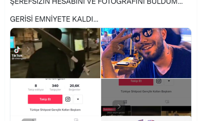 Elinde kılıçla sokakta AK Partili aradığını söyleyen şerefsiz itin deşifre oldu!.