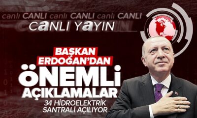 34 hidroelektrik santralinin açılış töreni! Cumhurbaşkanı Erdoğan’dan önemli açıklamalar.. (canlı yayın)