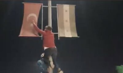 Azez’de Türk Bayrağı yakan 2 kişi yakalandı!.
