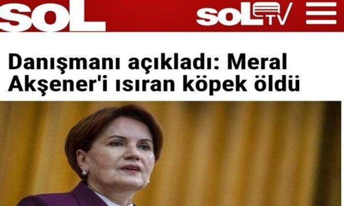 Sol Haber’in Akşener’i ısıran köpeğin öldüğünü haberleştirirken kullandığı üslup tepki çekti!.
